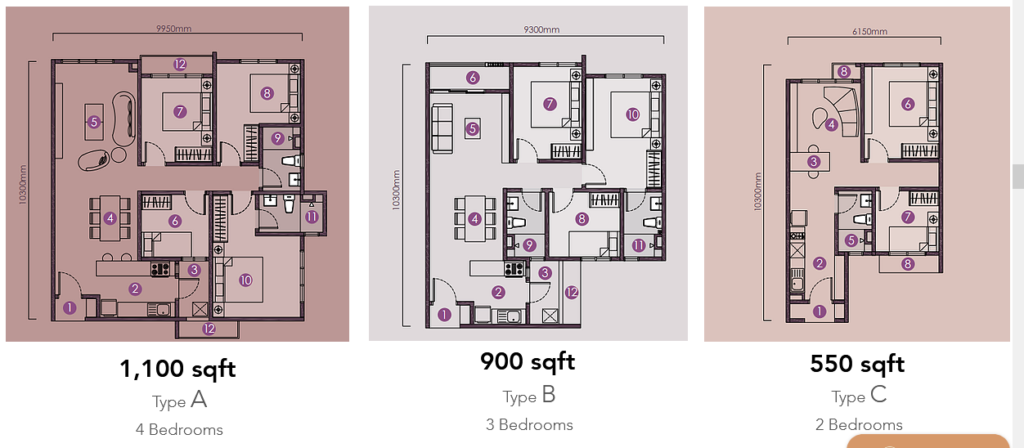 2 rooms to 4 rooms