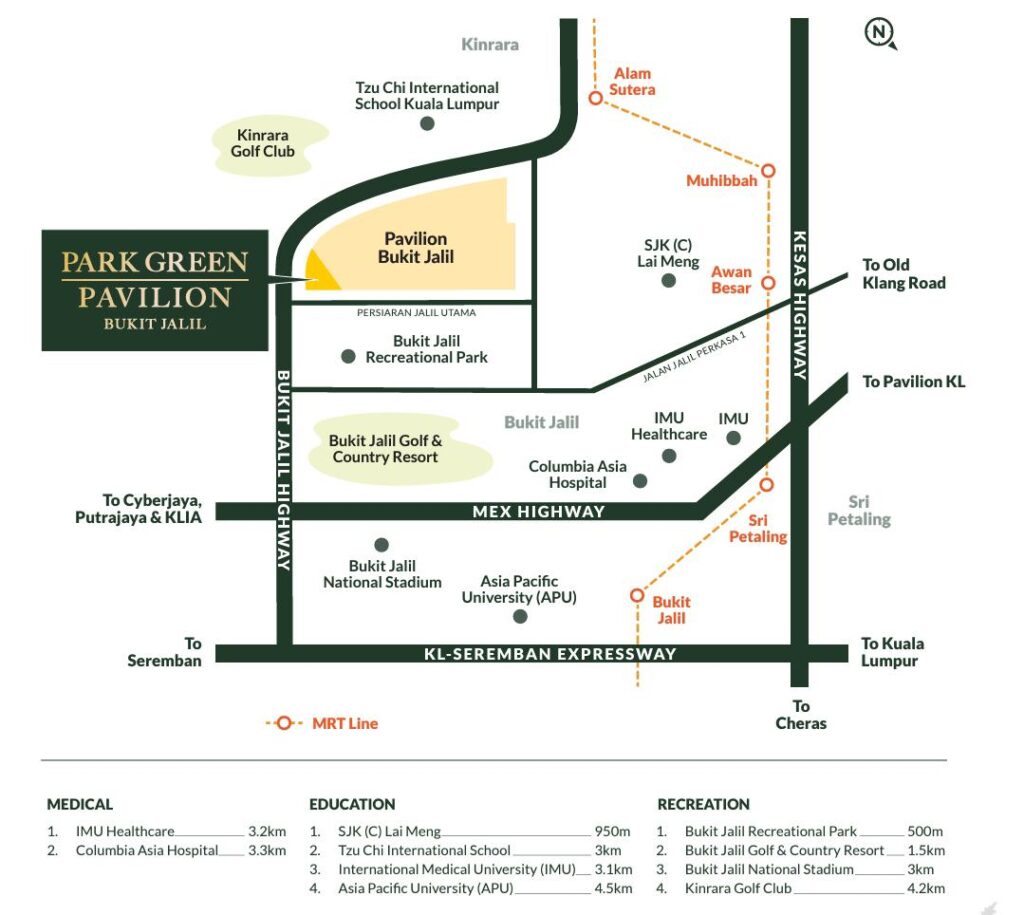 Park Green Pavilion is situated at Persiaran Jalil Utama, Bukit Jalil, next to Pavilion Mall