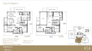 Built-up size : 3,116sq ft ; Unit layout : 5 rooms + 1 utility room & 6 baths & 1 powder room & 1 store room (Duplex)