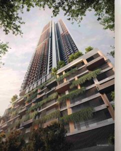 Parkside Residences features one tower of 62-storeys tall housing 693 luxury apartments