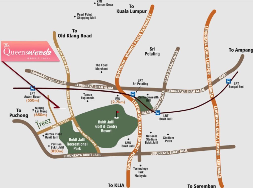 Queenswoodz Residence is located at Jalan Jalil Perkasa 1, Bukit Jalil, Kuala Lumpur